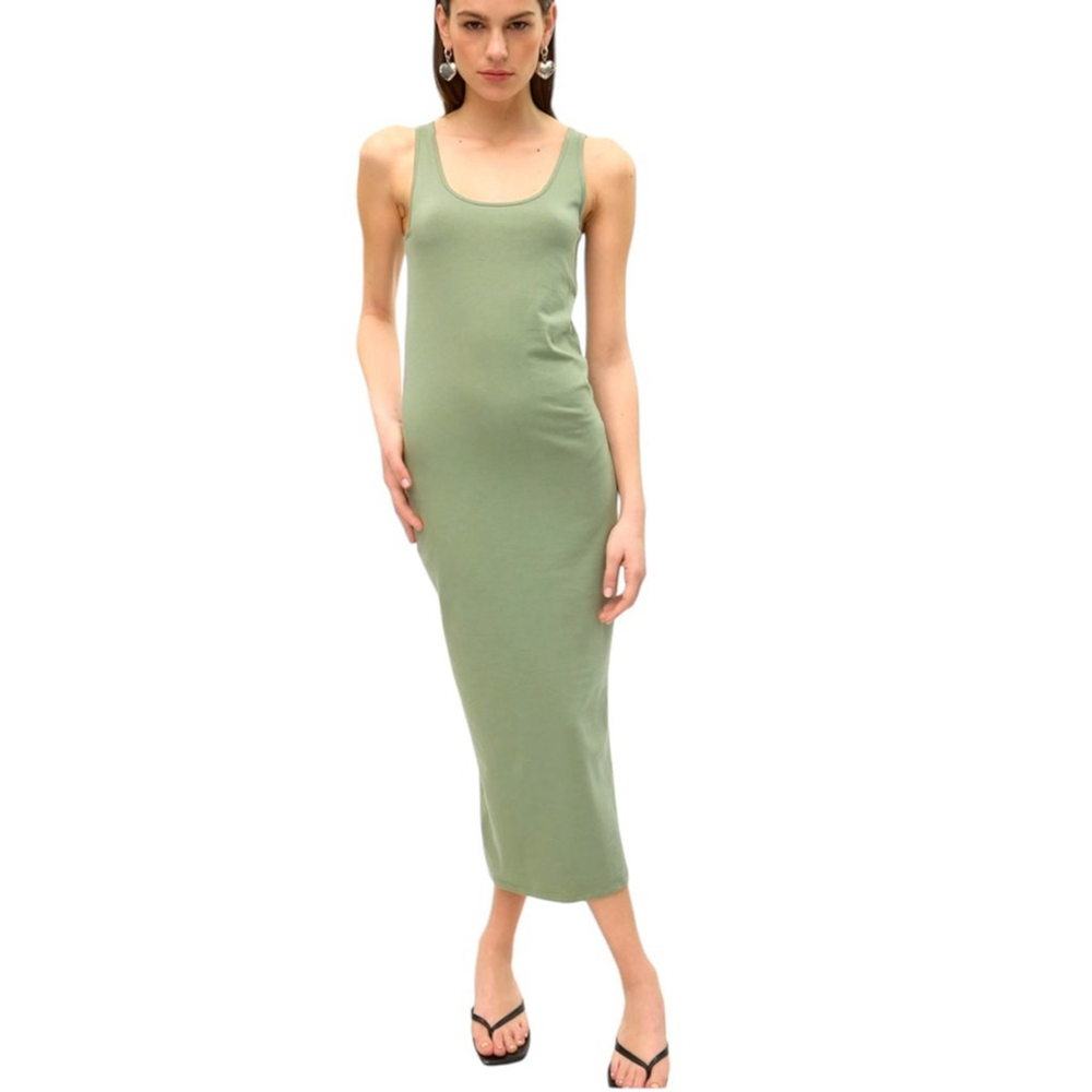UB2 bodycon tank maxi dress size M green ribbed